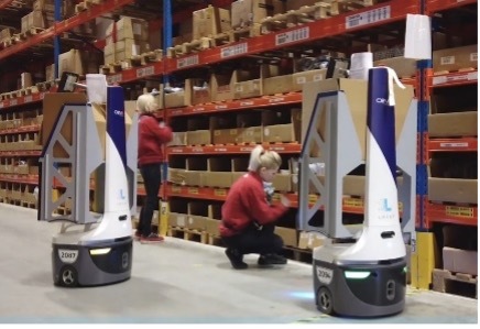 Locus robots in a warehouse